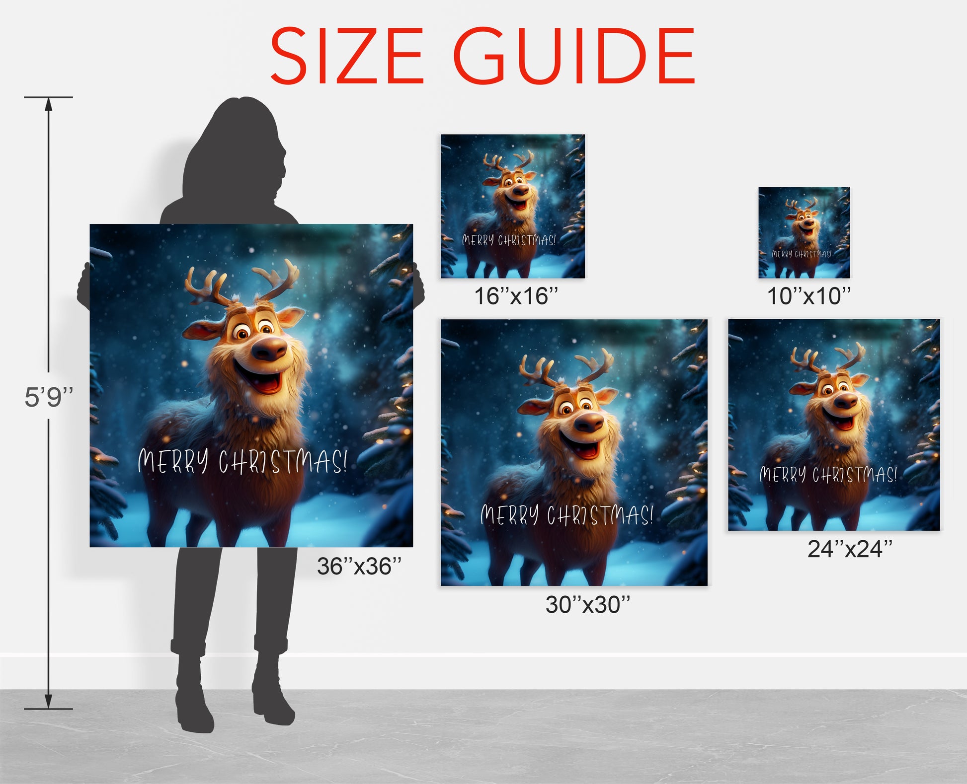 reindeer Christmas wall art prints