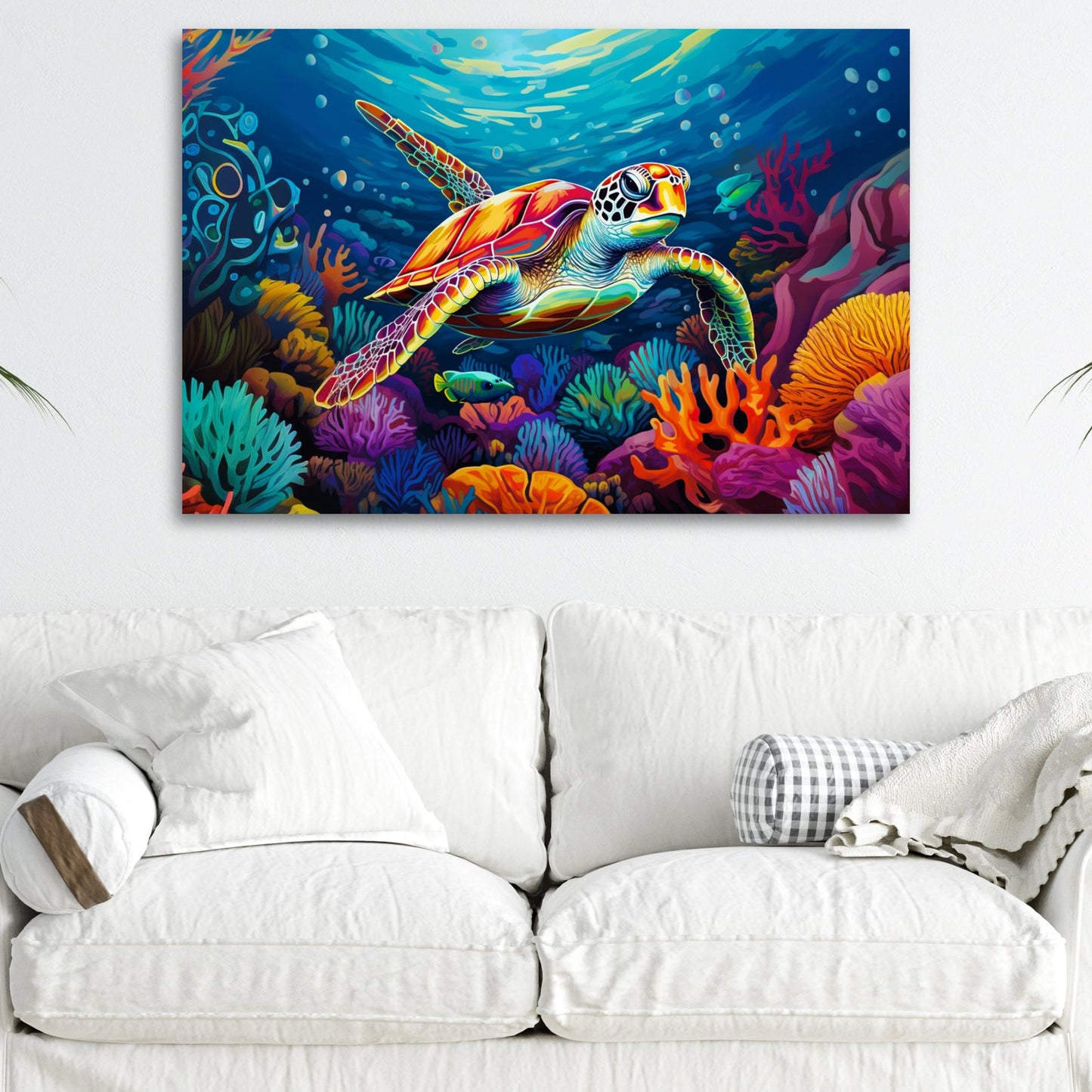 Art Deco sea turtle wall decor painting