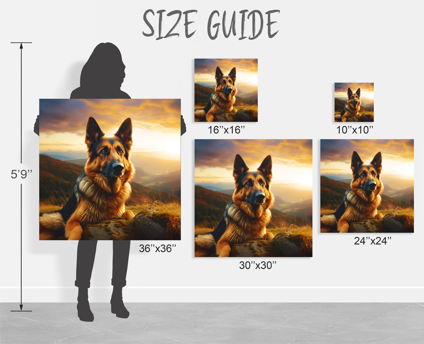 German Shepherd art decor ideas sunset