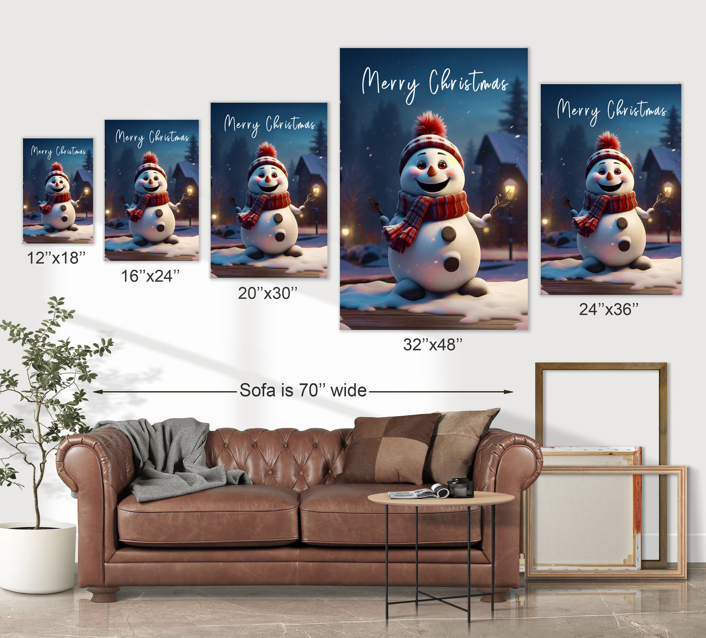 happy snowman canvas print