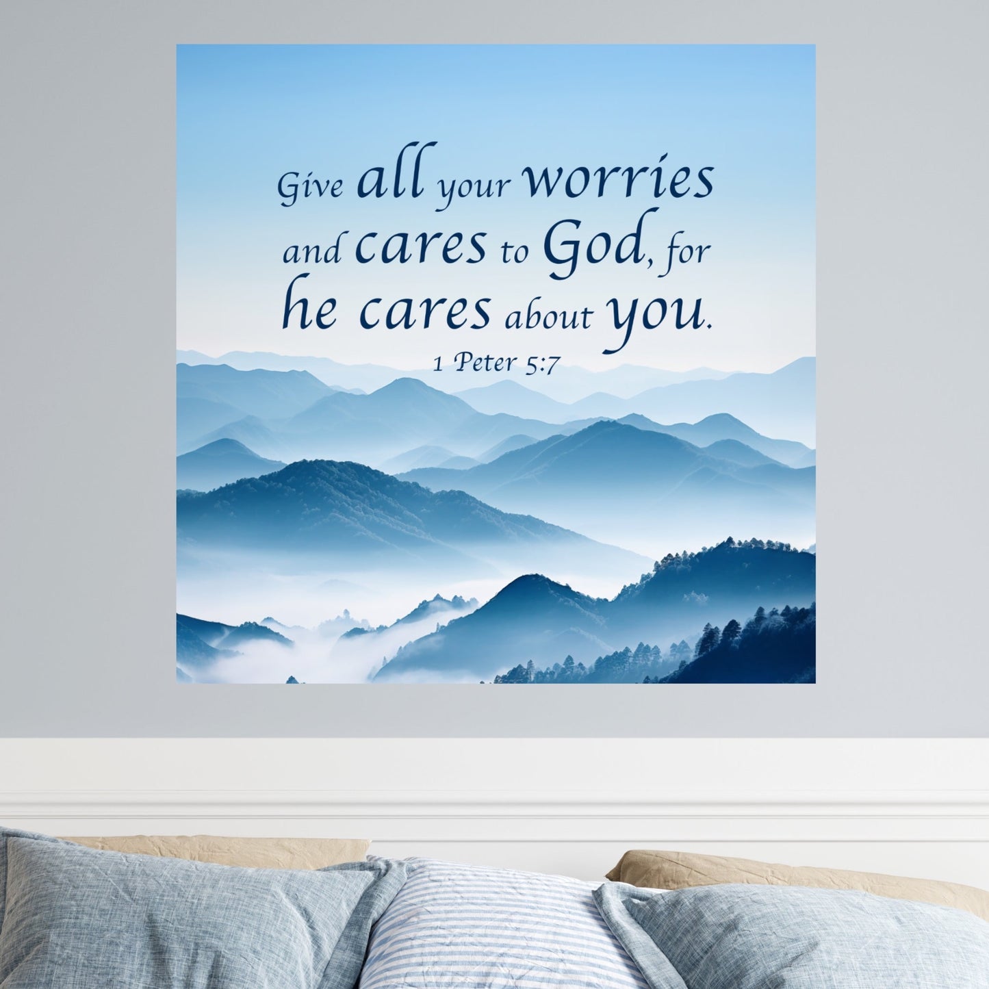 1 Peter 5:7 Scripture wall decor, Bible scenic art