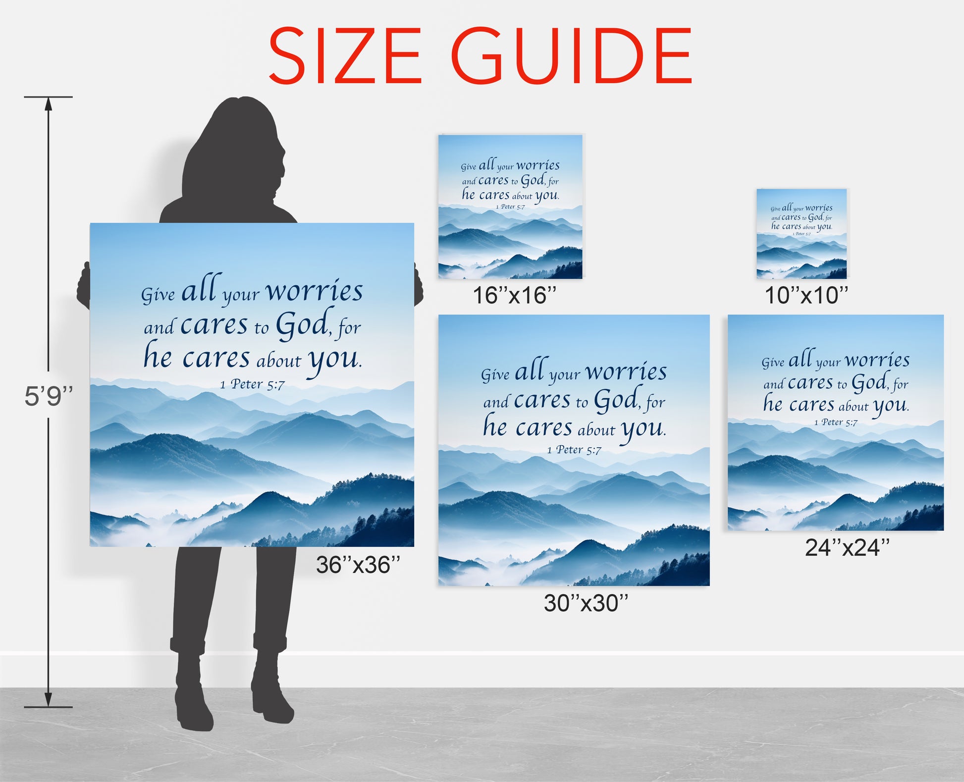 bible canvas art prints 1 peter 5:7