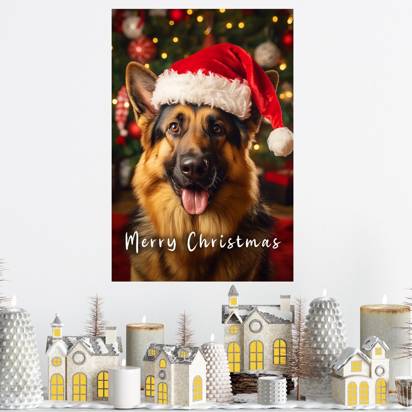 Christmas German Shepherd canvas print Merry Christmas