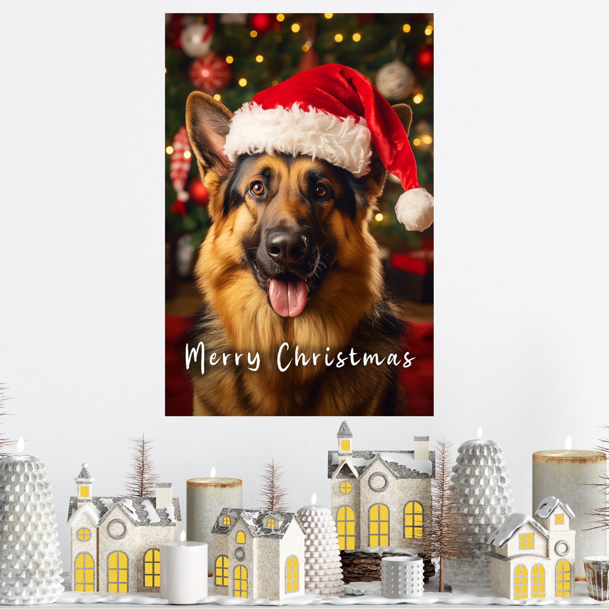 Christmas German Shepherd canvas print Merry Christmas