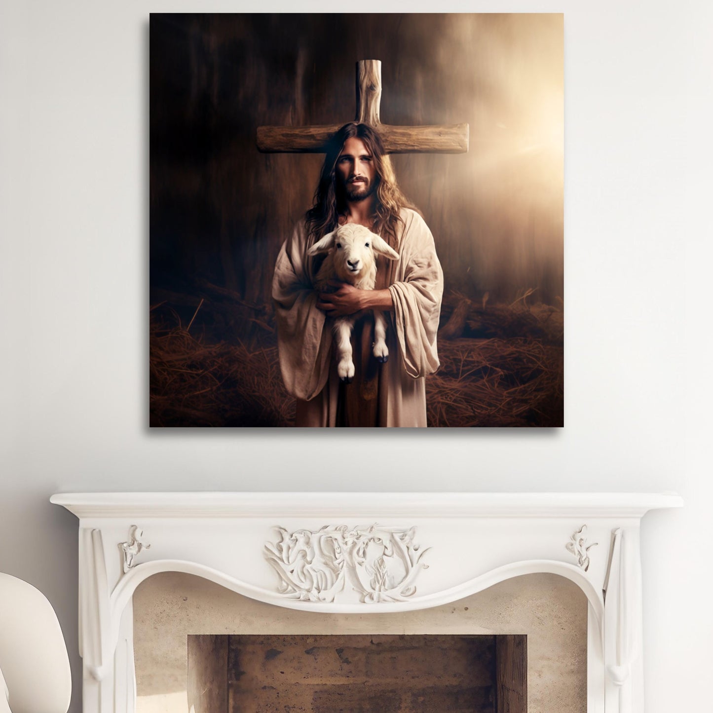 aesthetic christian bible painting art, jesus wall decor art print