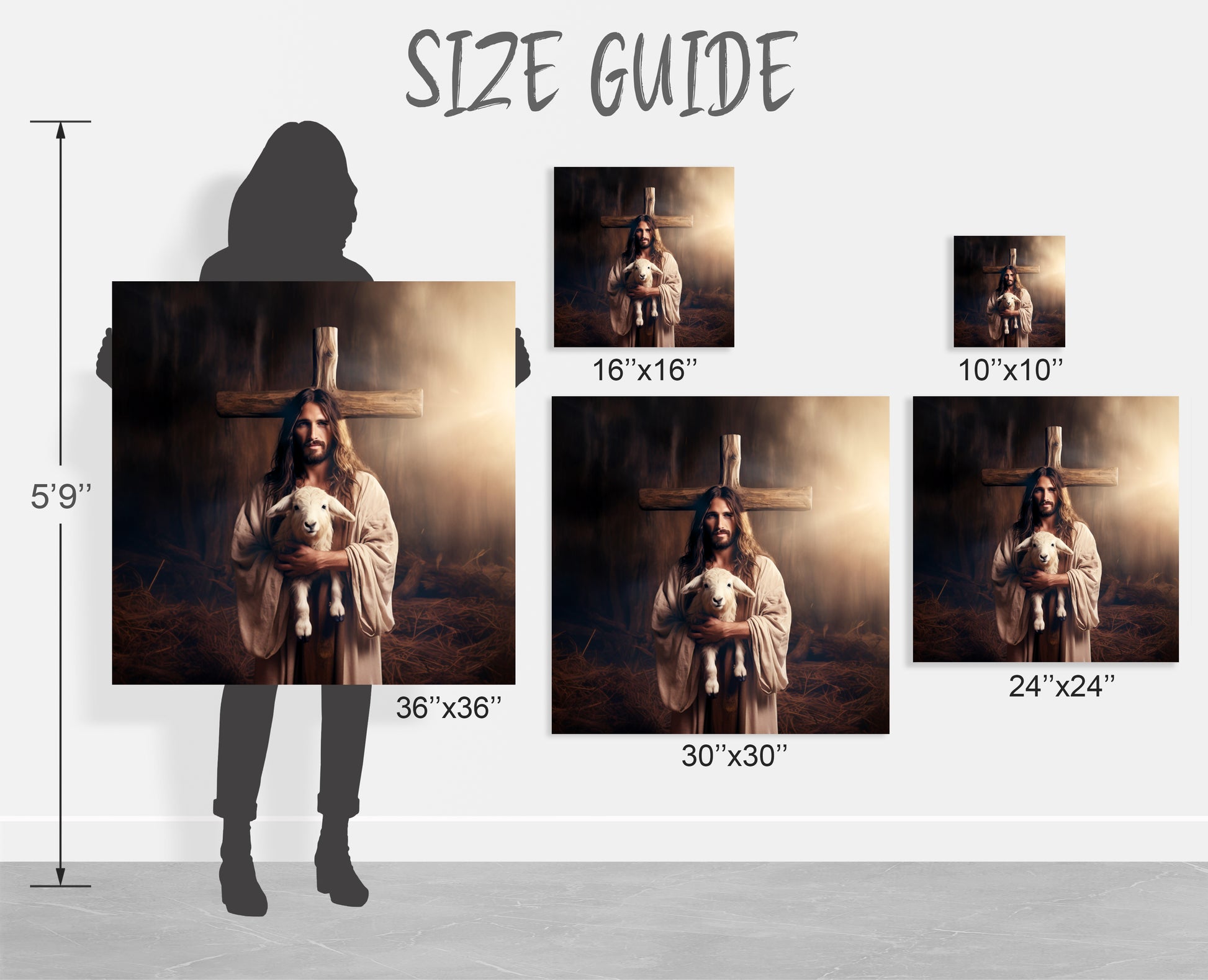 christian wall decor gifts,  jesus with lamb wall decor picture