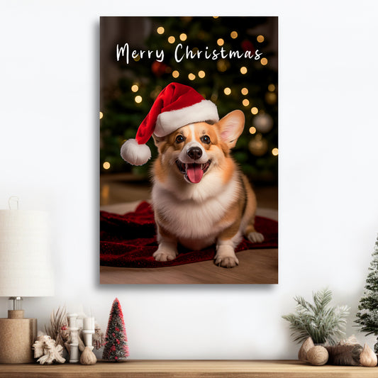Pembroke Welsh Corgi canvas print Merry Christmas