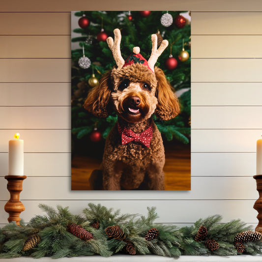 Christmas Poodle canvas print