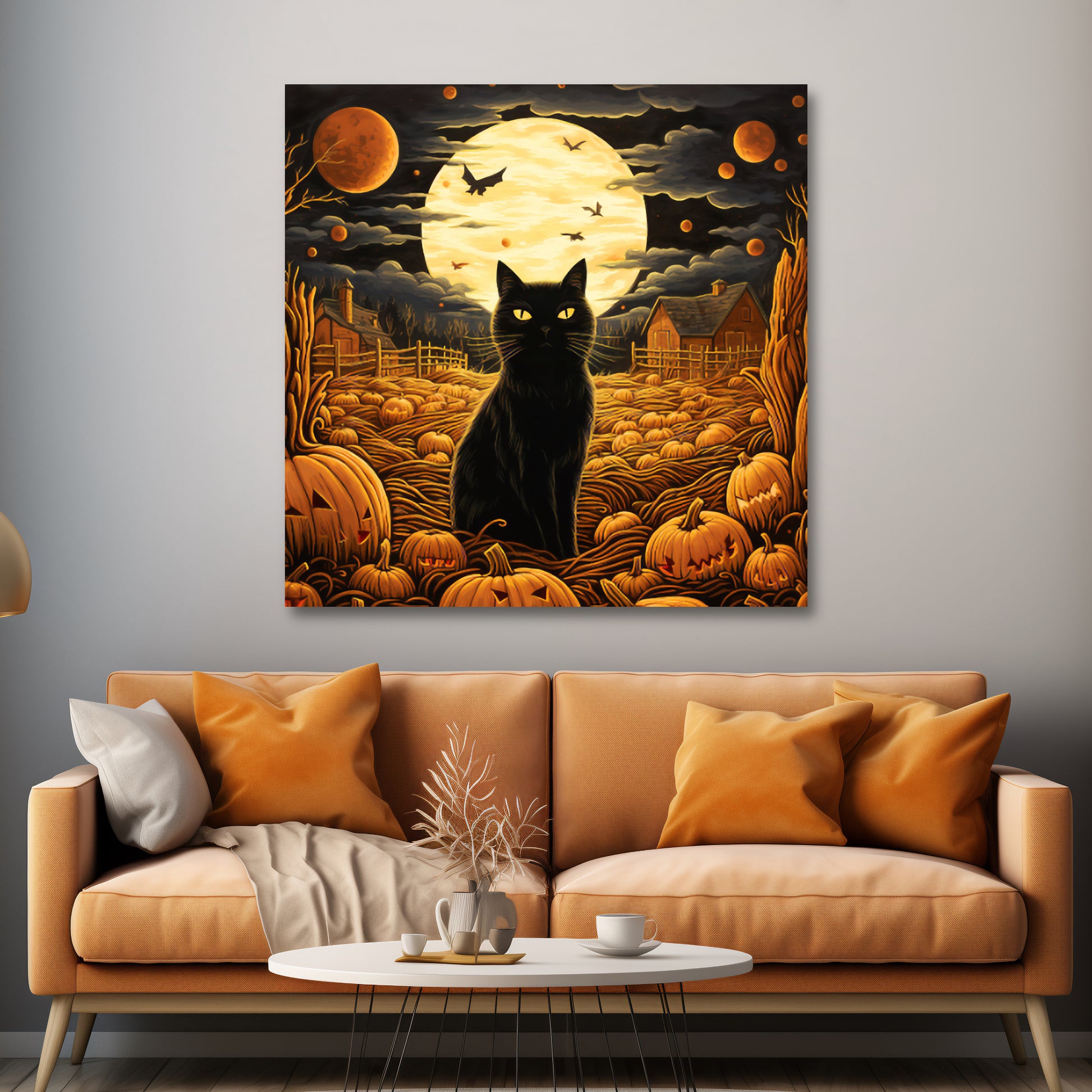 Halloween black cat aesthetic wall decor