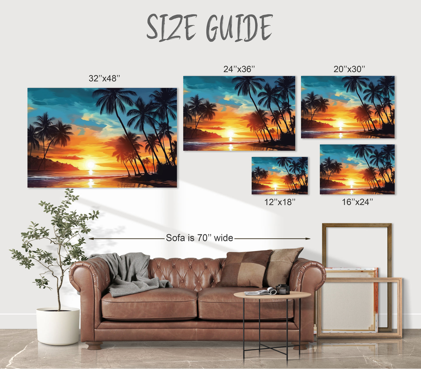 tropical ocean sunset wall decor