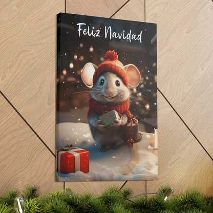 Feliz Navidad mouse stretched canvas print