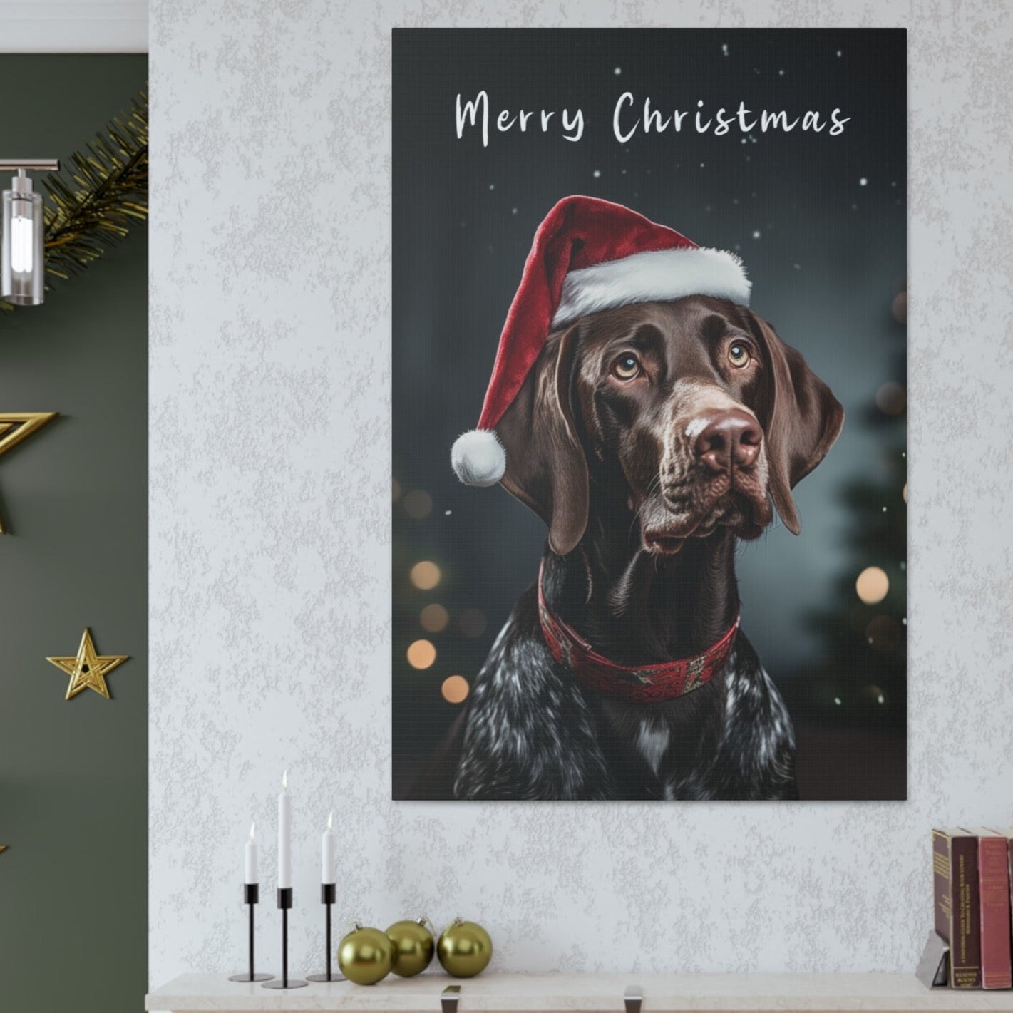 Christmas German Shorthaired Pointer Merry Christmas wall decor
