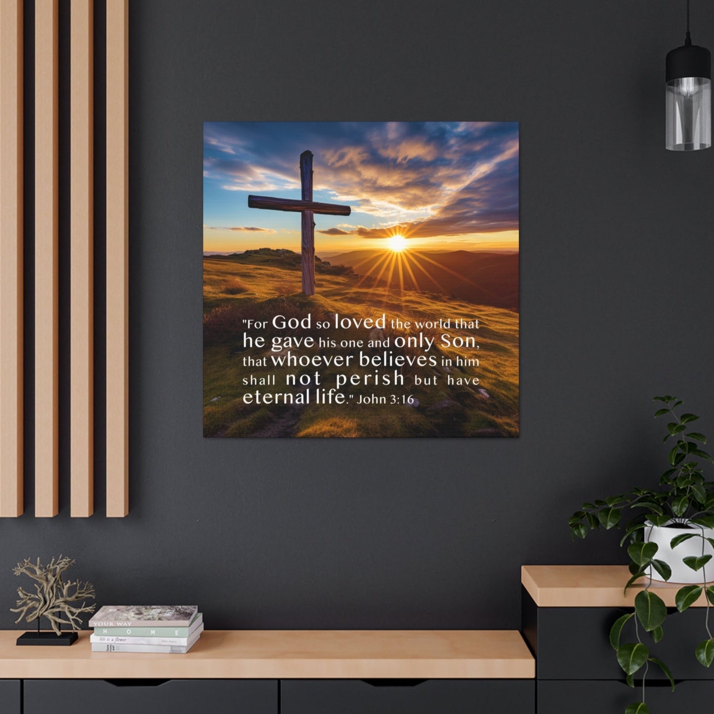 john 3:16 cross canvas art