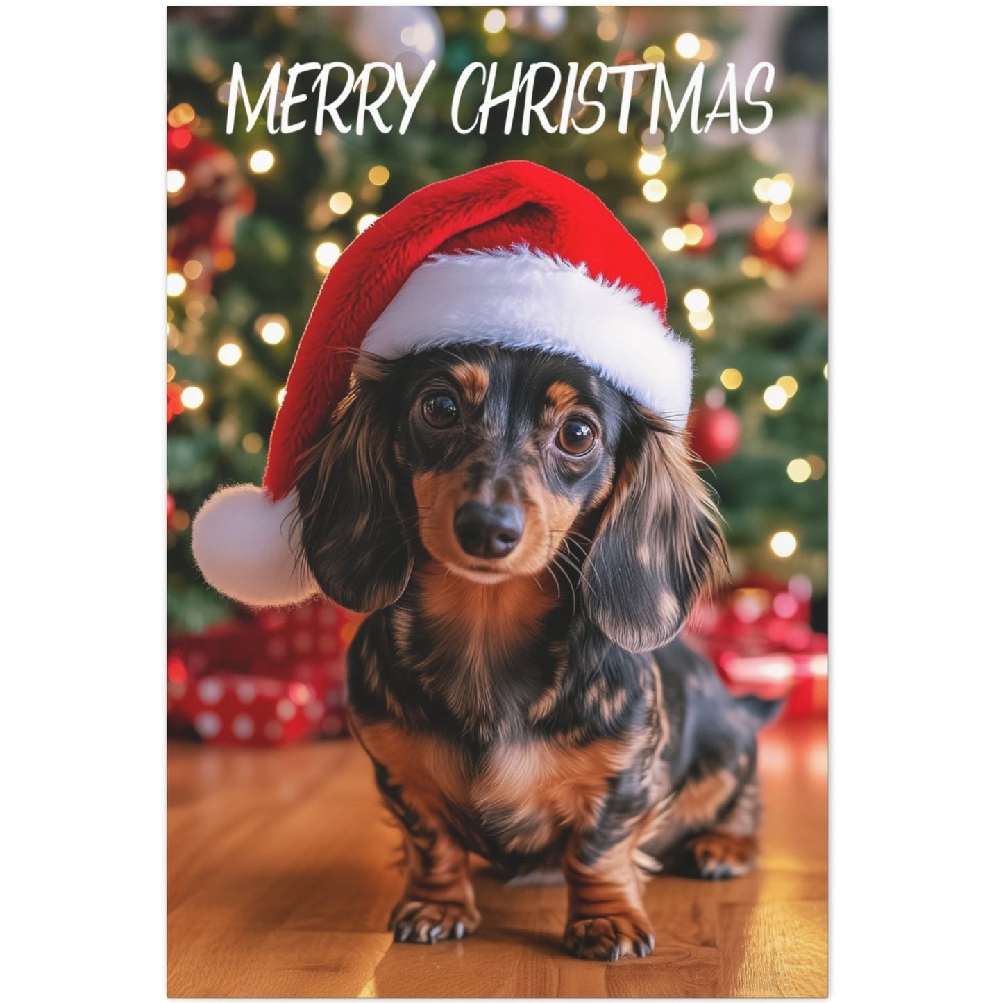 Merry Christmas Dachshund canvas print, Dachshund Christmas wall art ideas