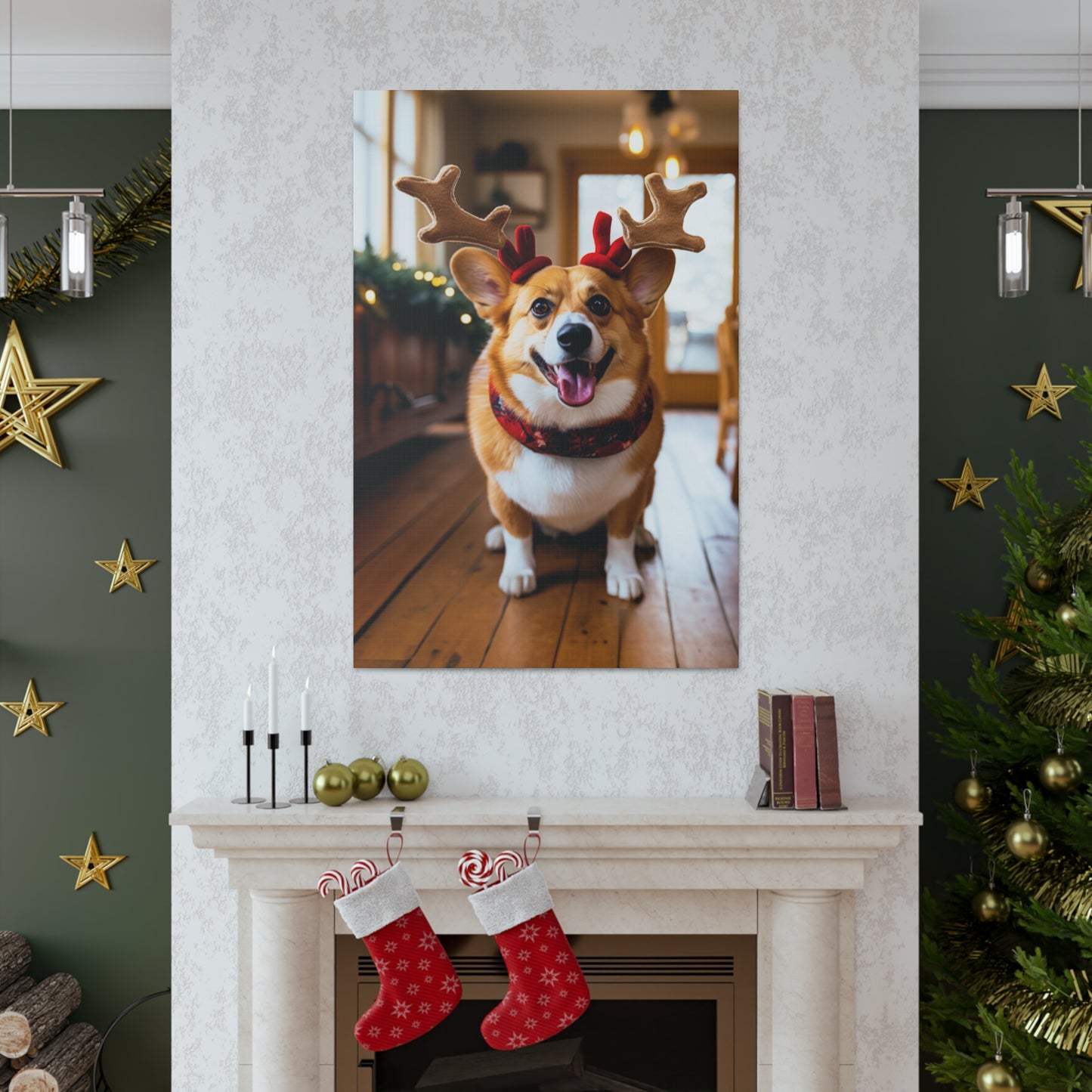 Christmas Corgi canvas prints