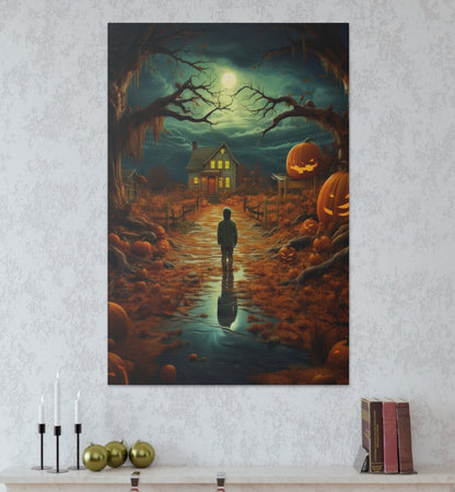 halloween scene wall art trick-or-treaters