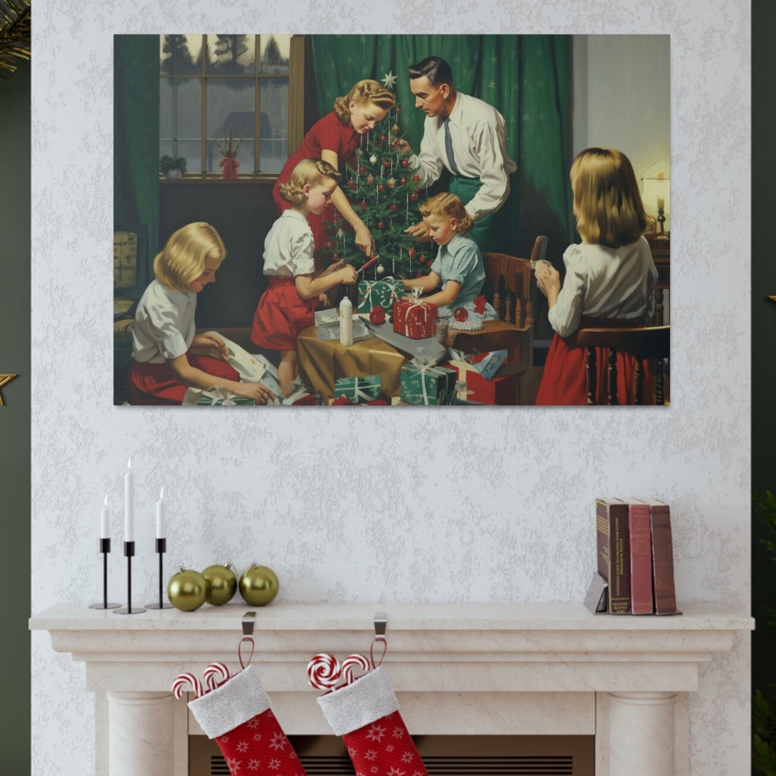 christmas canvas print norman rockwell family