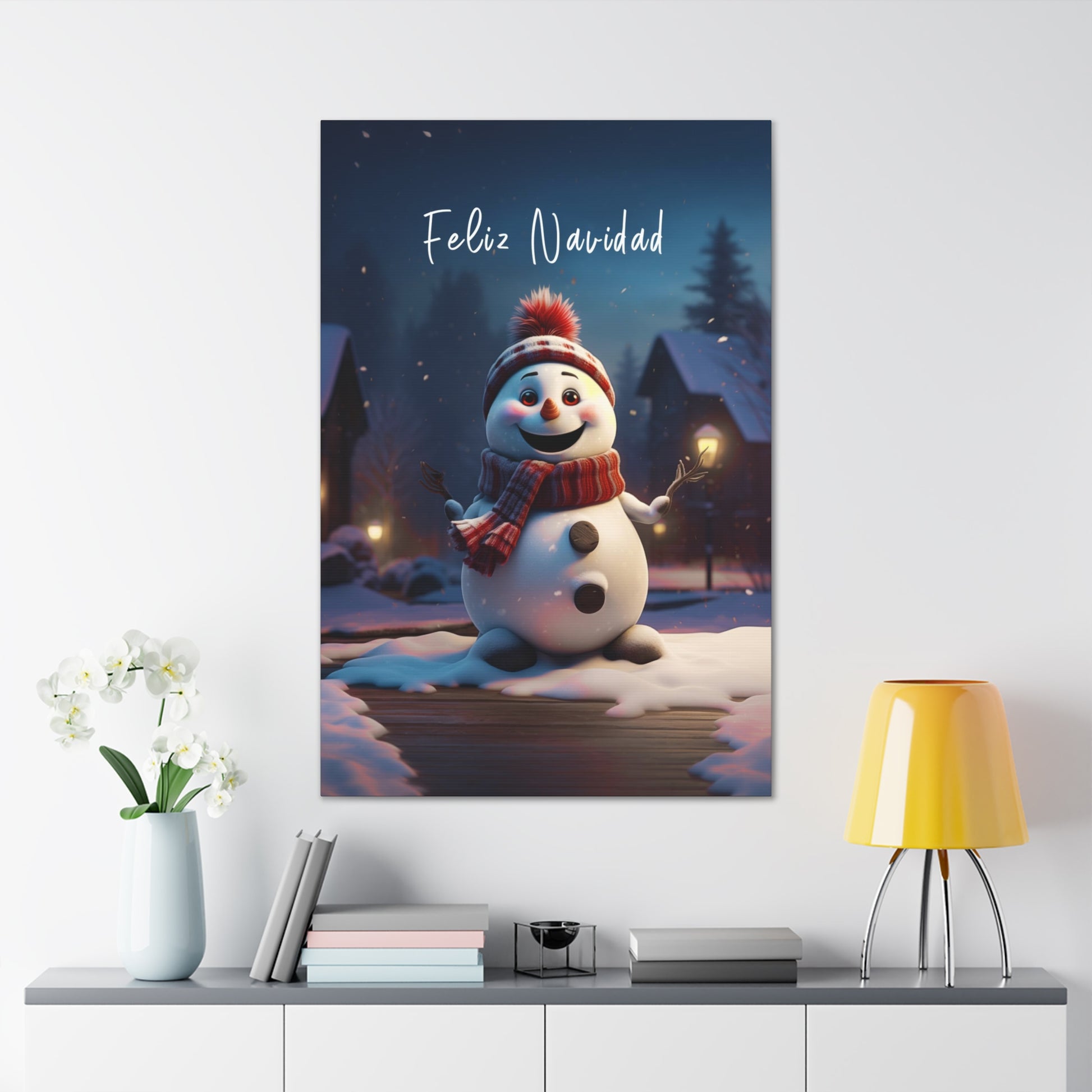 happy snowman canvas print