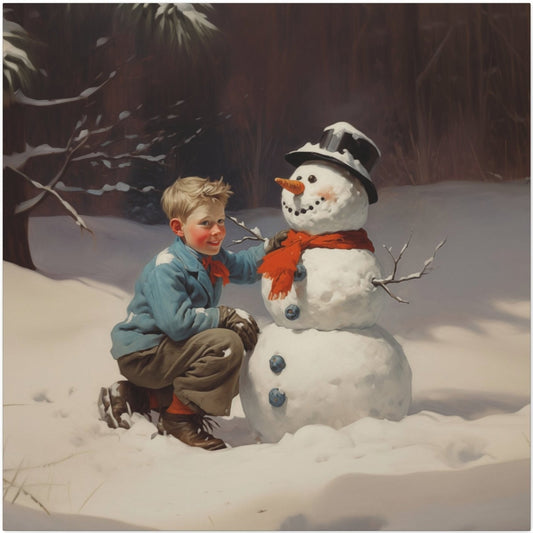 Norman Rockwell Style snowman canvas print