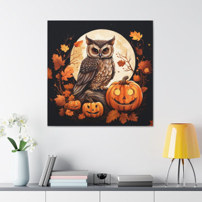 fall Halloween owl art print