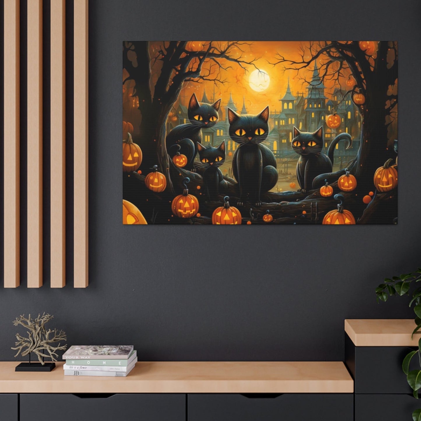 Halloween cute cartoon black cats poster art