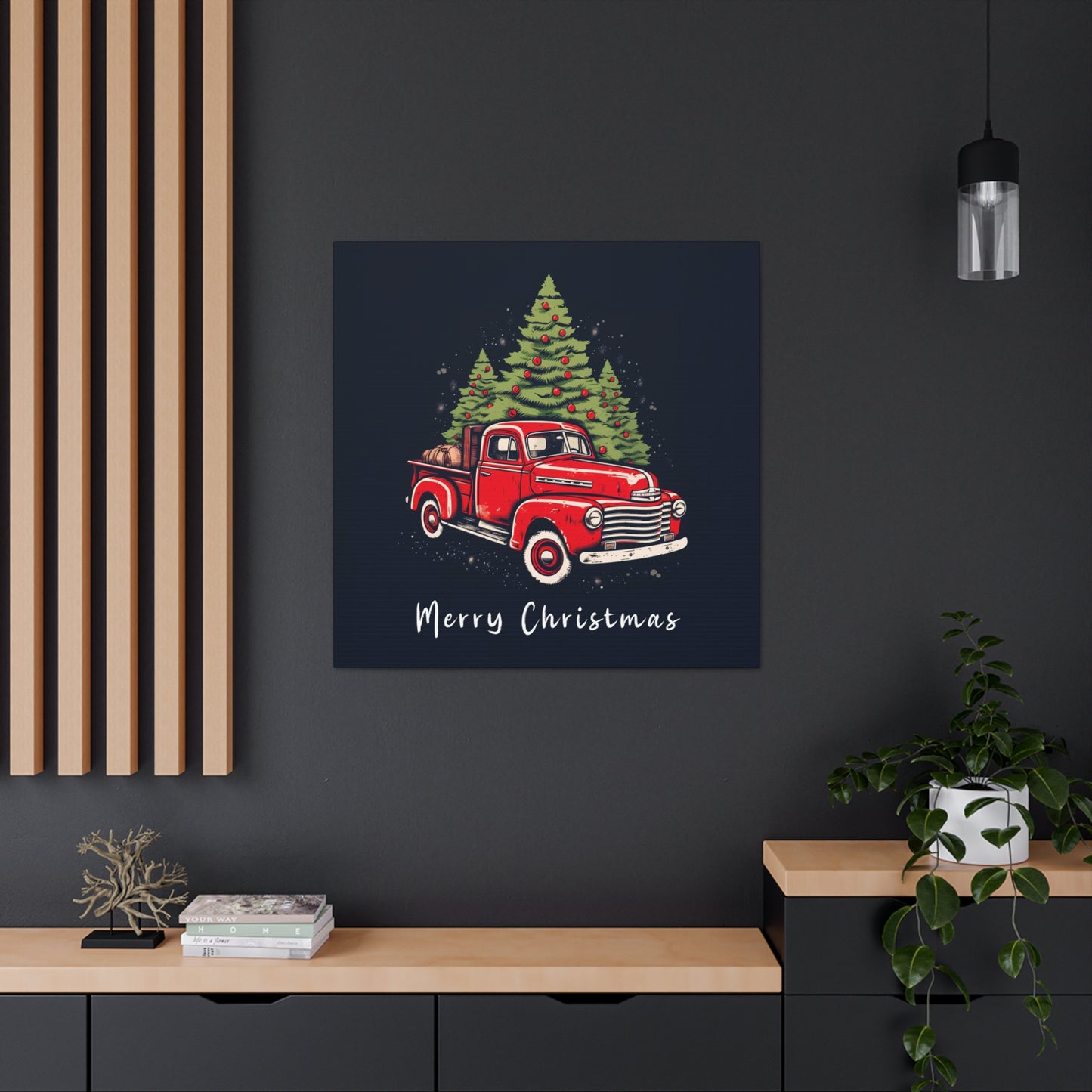 truck christmas red Merry Christmas canvas prints