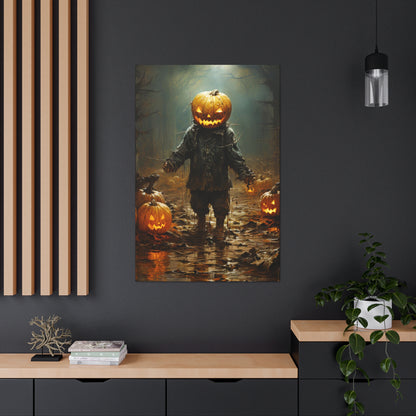 Halloween pumpkin head scene wall art