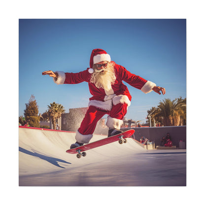 Santa skateboarding canvas prints