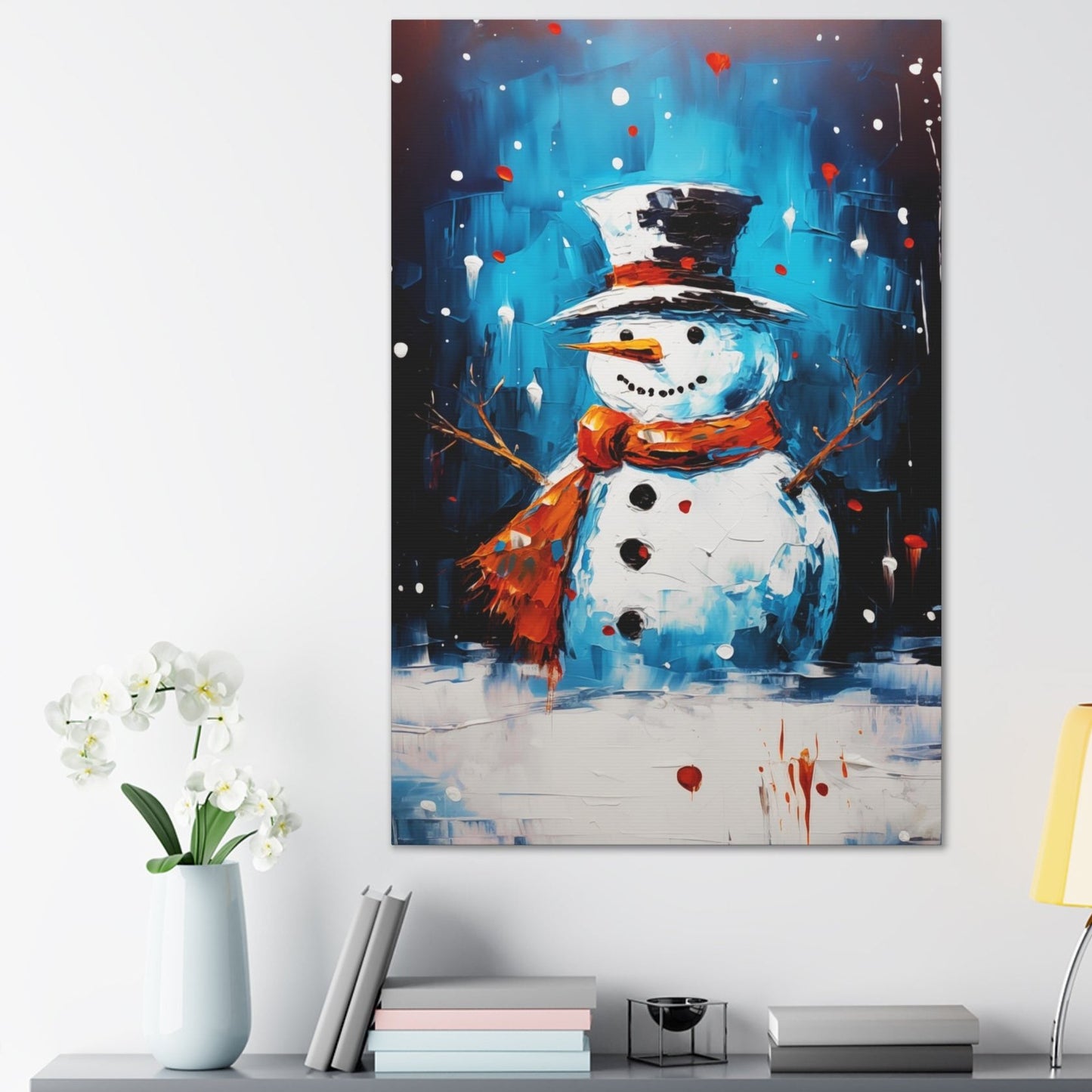 snowman Christmas stretched canvas print