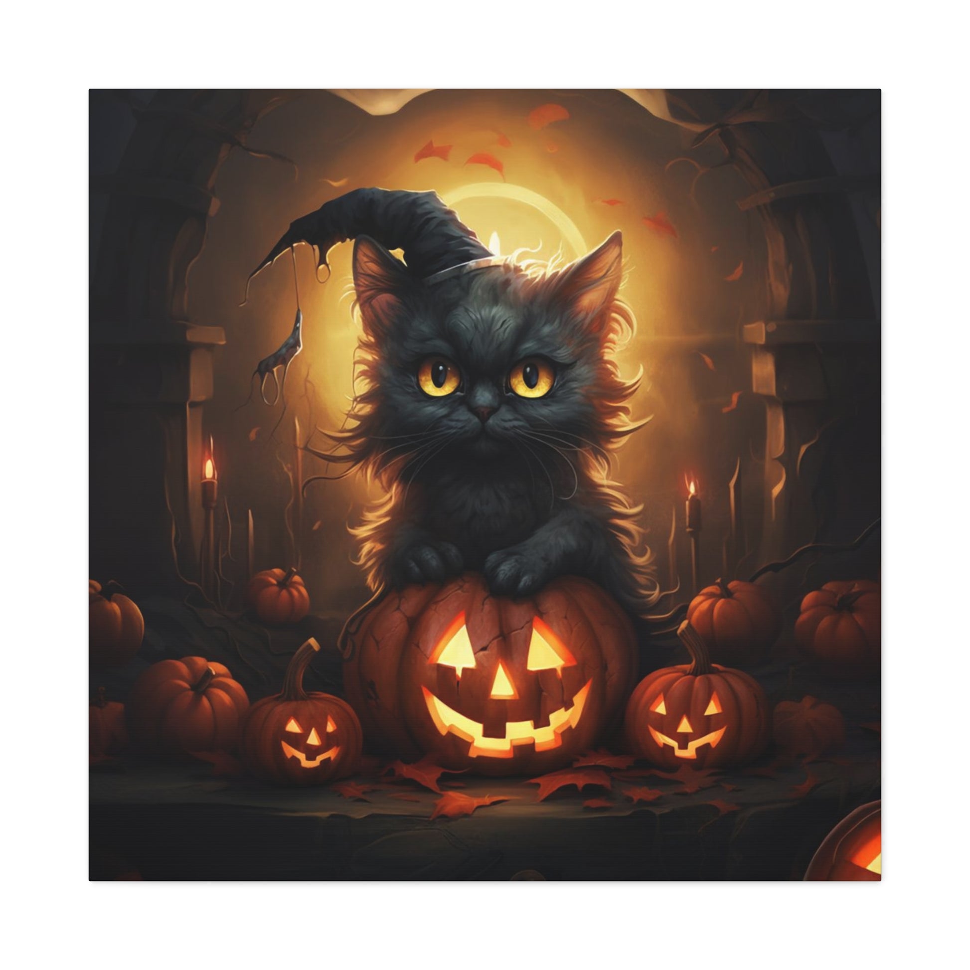 Halloween jack-o-lantern black cats wall decor