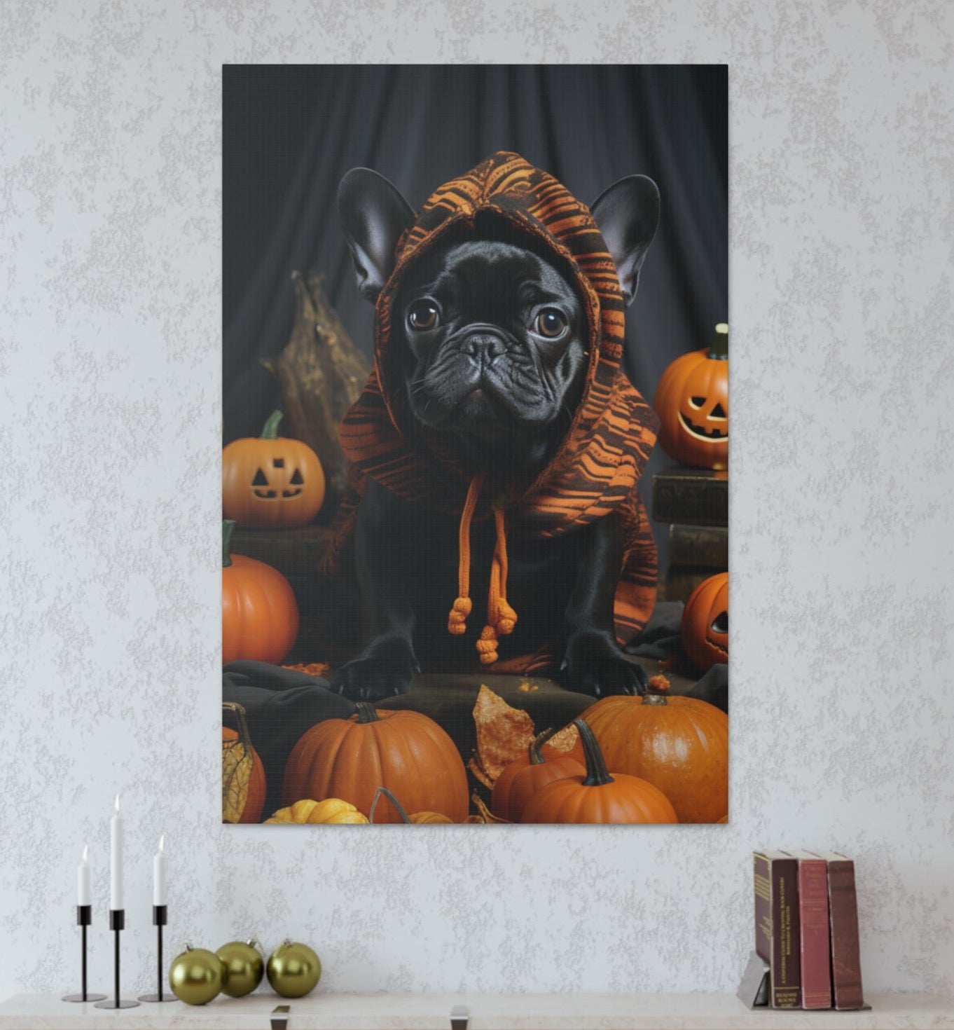 halloween Bulldog canvas prints