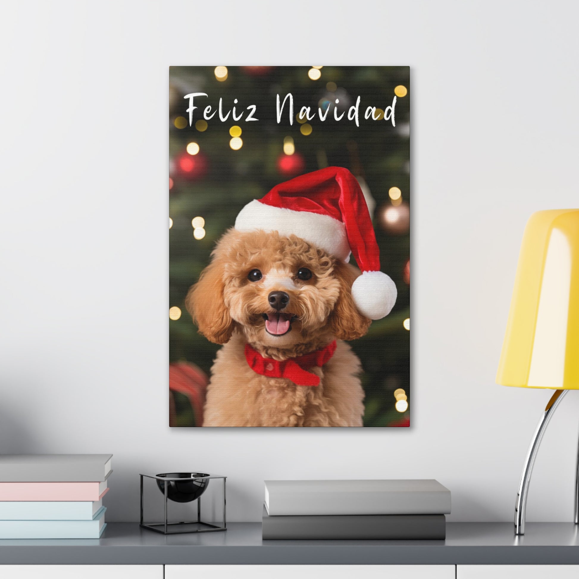 Christmas Poodles Feliz Navidad canvas prints