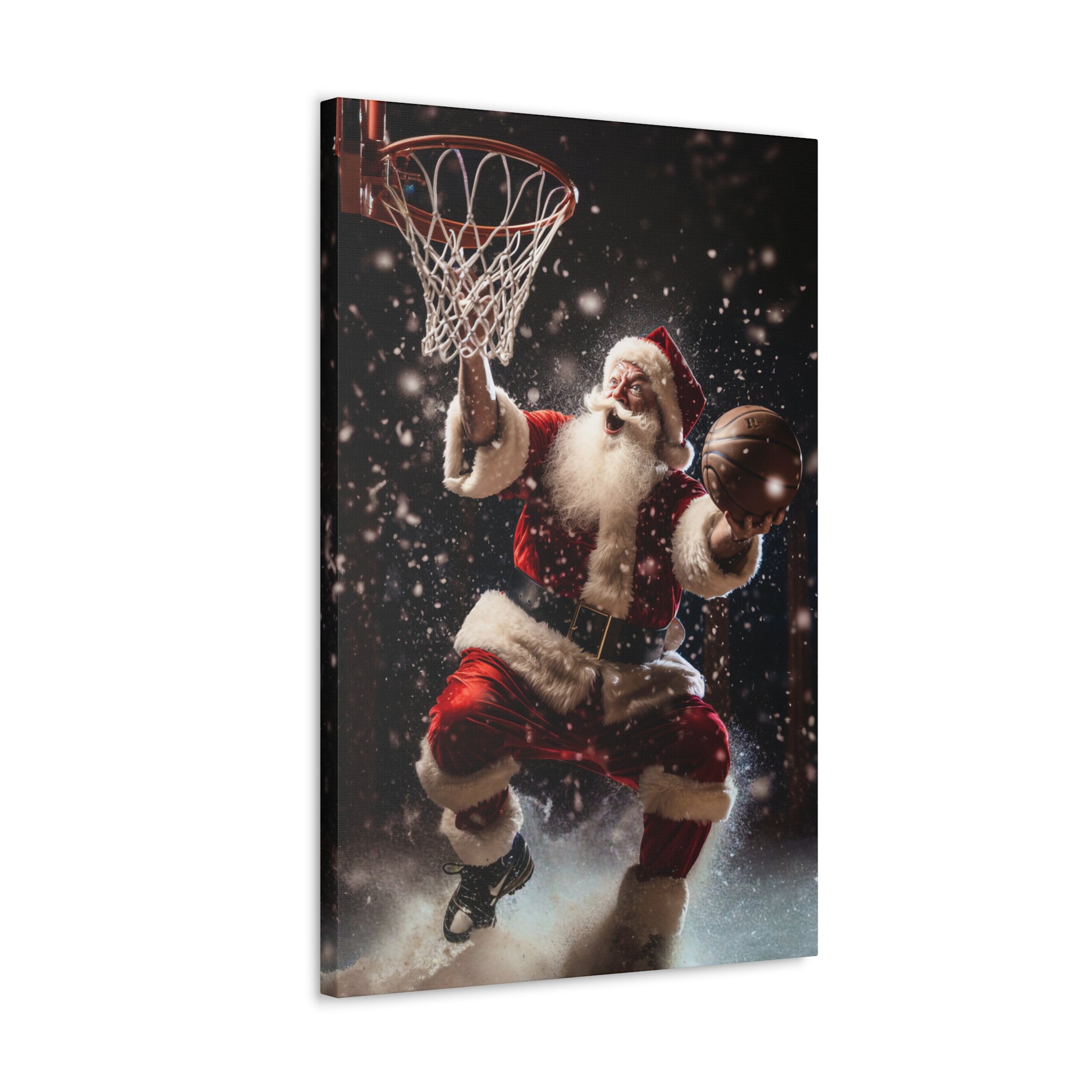 santa claus stuffing basketball aesthetic painting