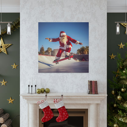 Santa Claus on skateboard canvas print