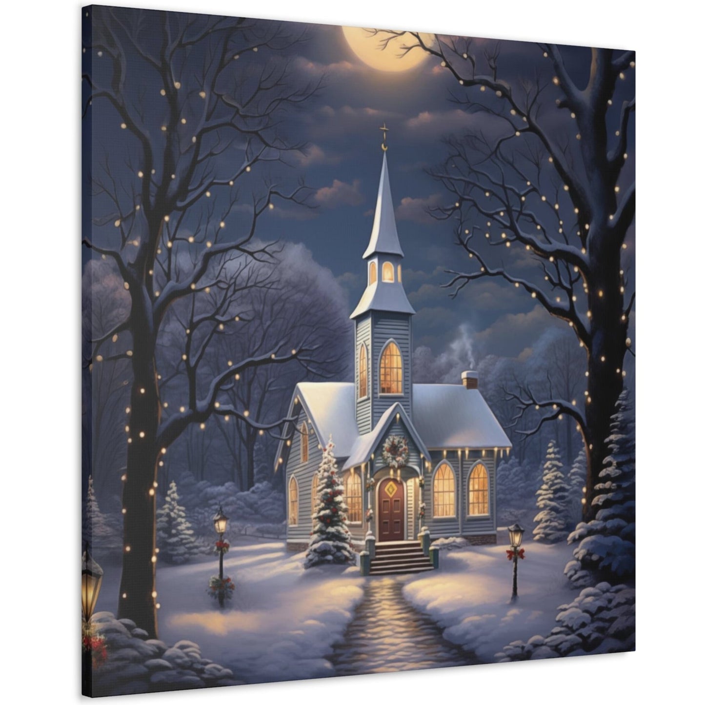 Christmas church canvas Print gifts 