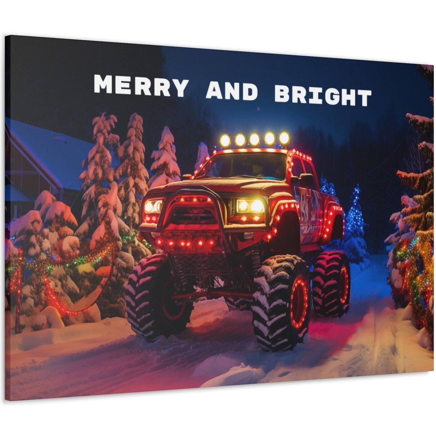 red christmas pickup truck wall decor art