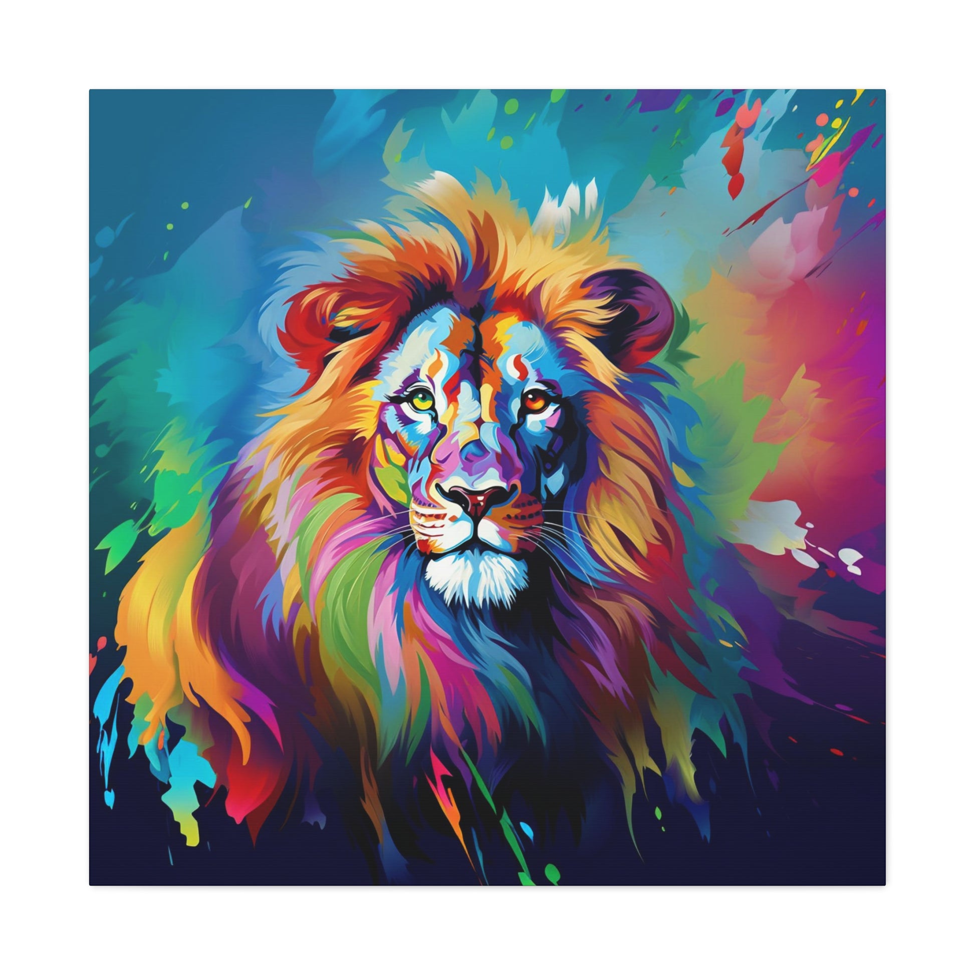 colorful lion canvas print