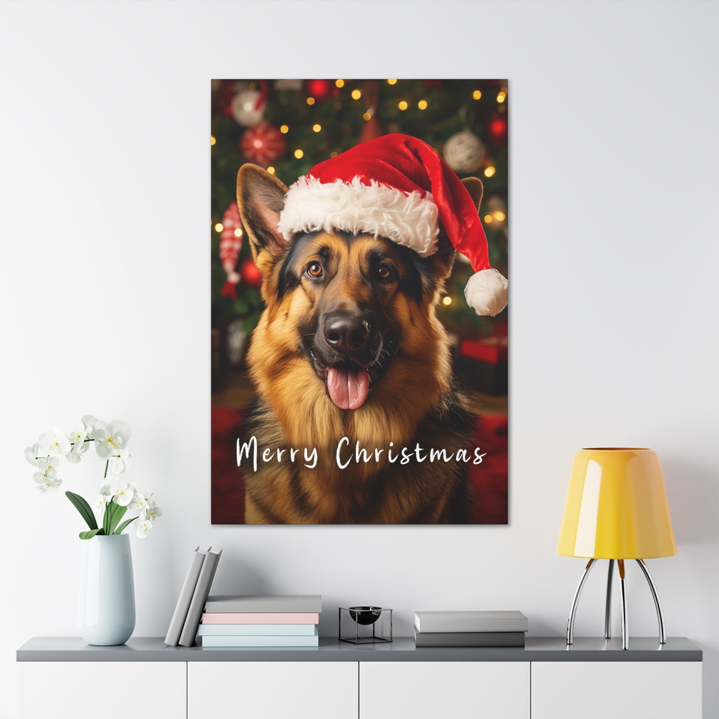 Christmas German Shepherd Merry Christmas canvas prints