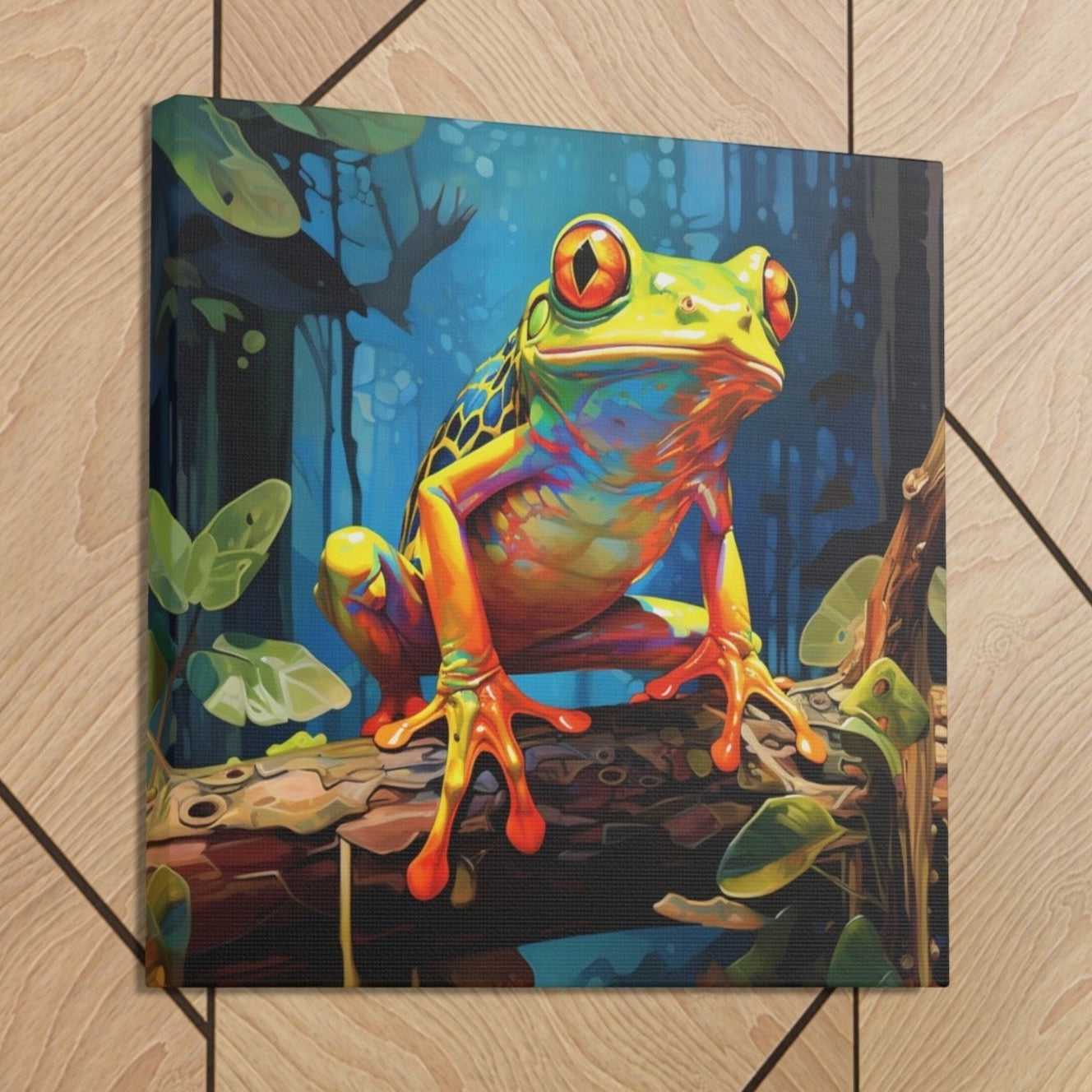 tree frogs stretched canvas print