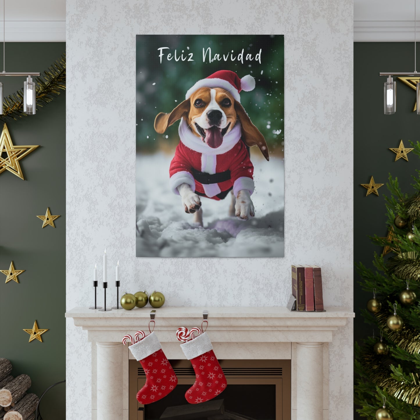 Christmas Beagle Feliz Navidad wall decor