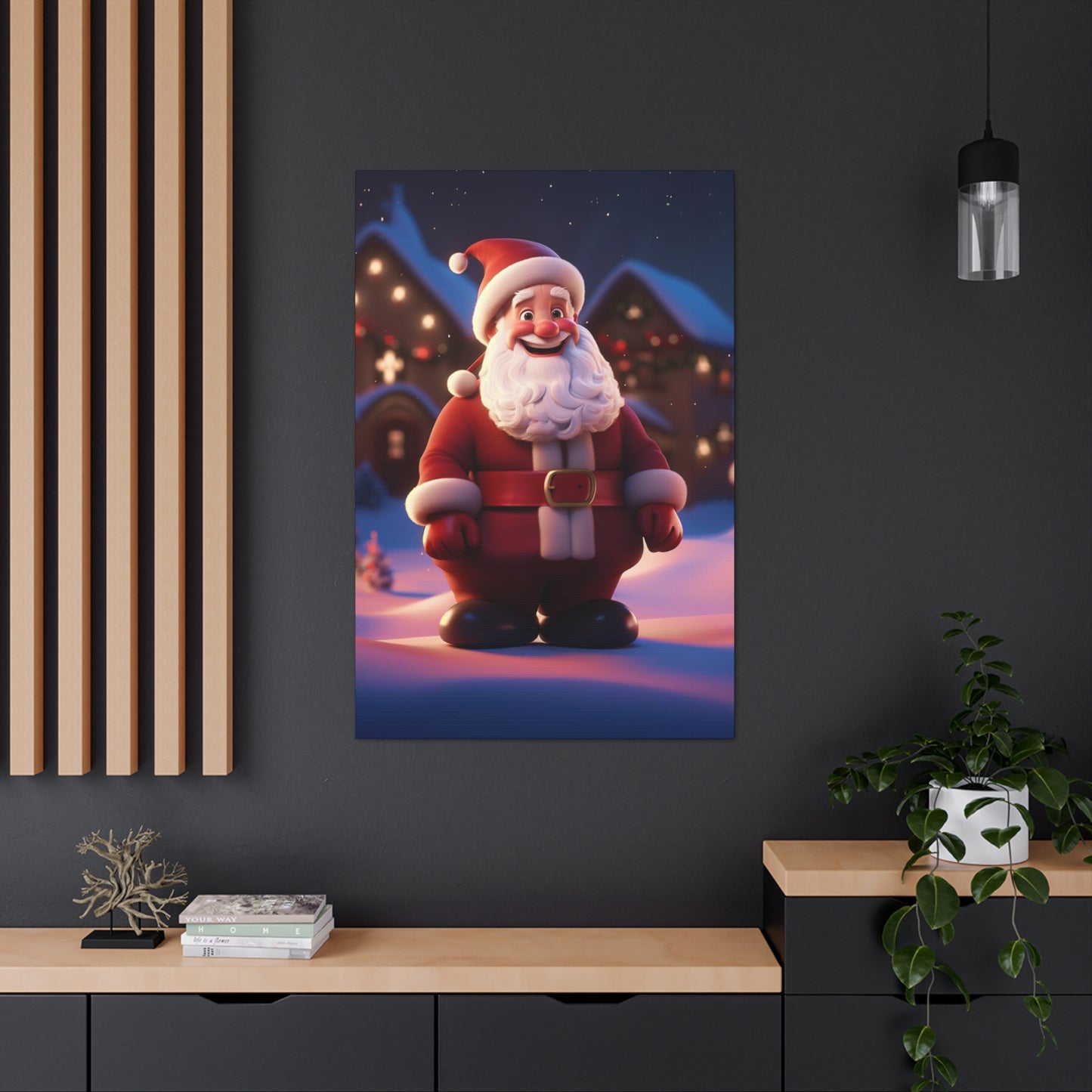 cartoon style santa canvas prints