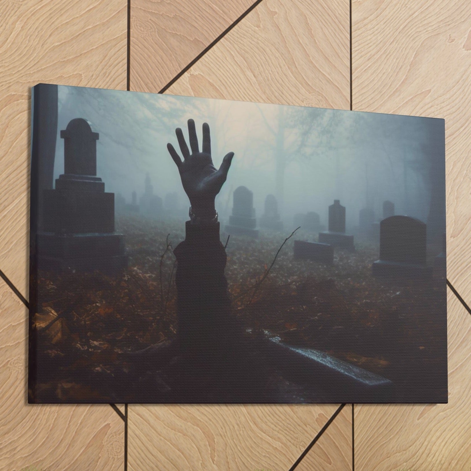 halloween spooky cemetery art print