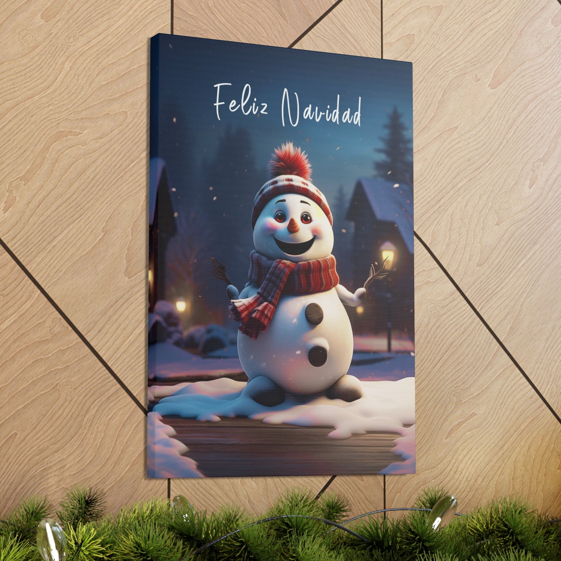 Feliz Navidad Snowman canvas print