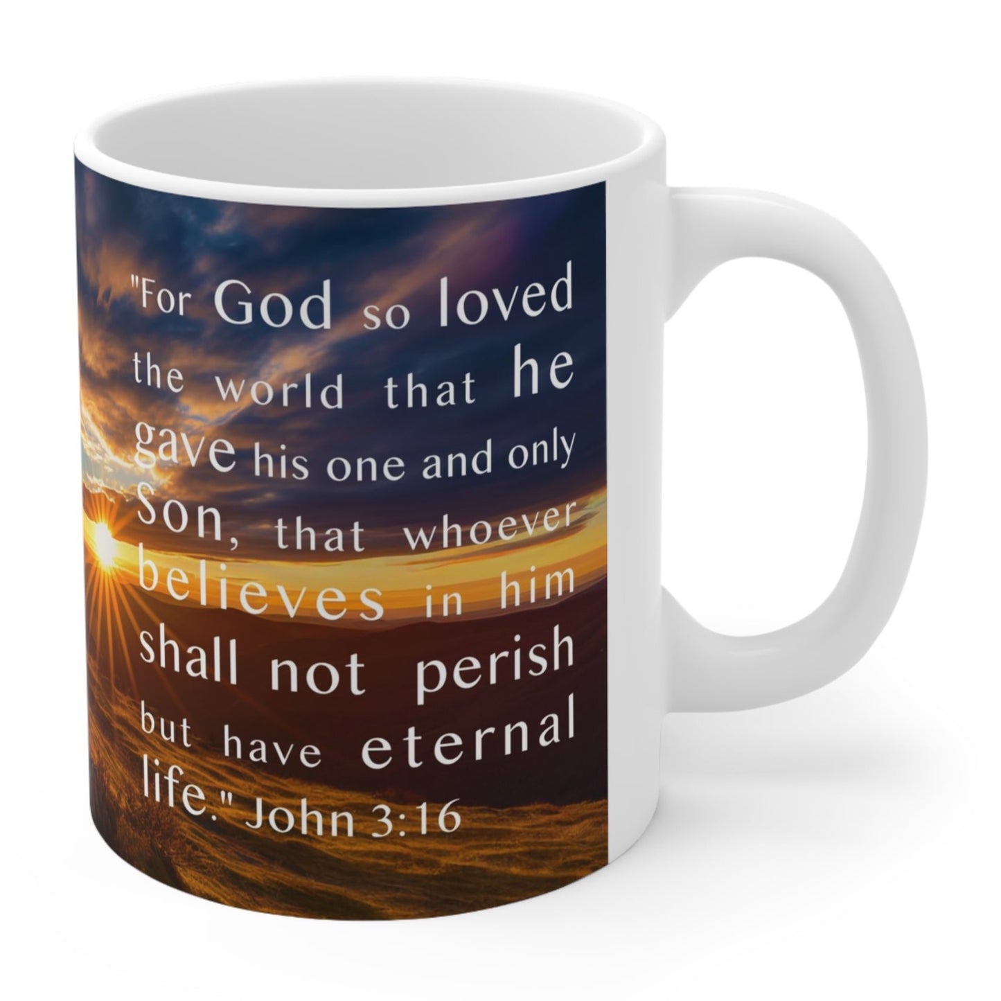 John 3:16 Christian Coffee Mug Ceramic 11oz For God So Loved The World Christian Coffee Mugs