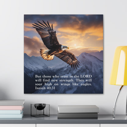 on eagles wings canvas print, christian art canvas those who trust in the lord