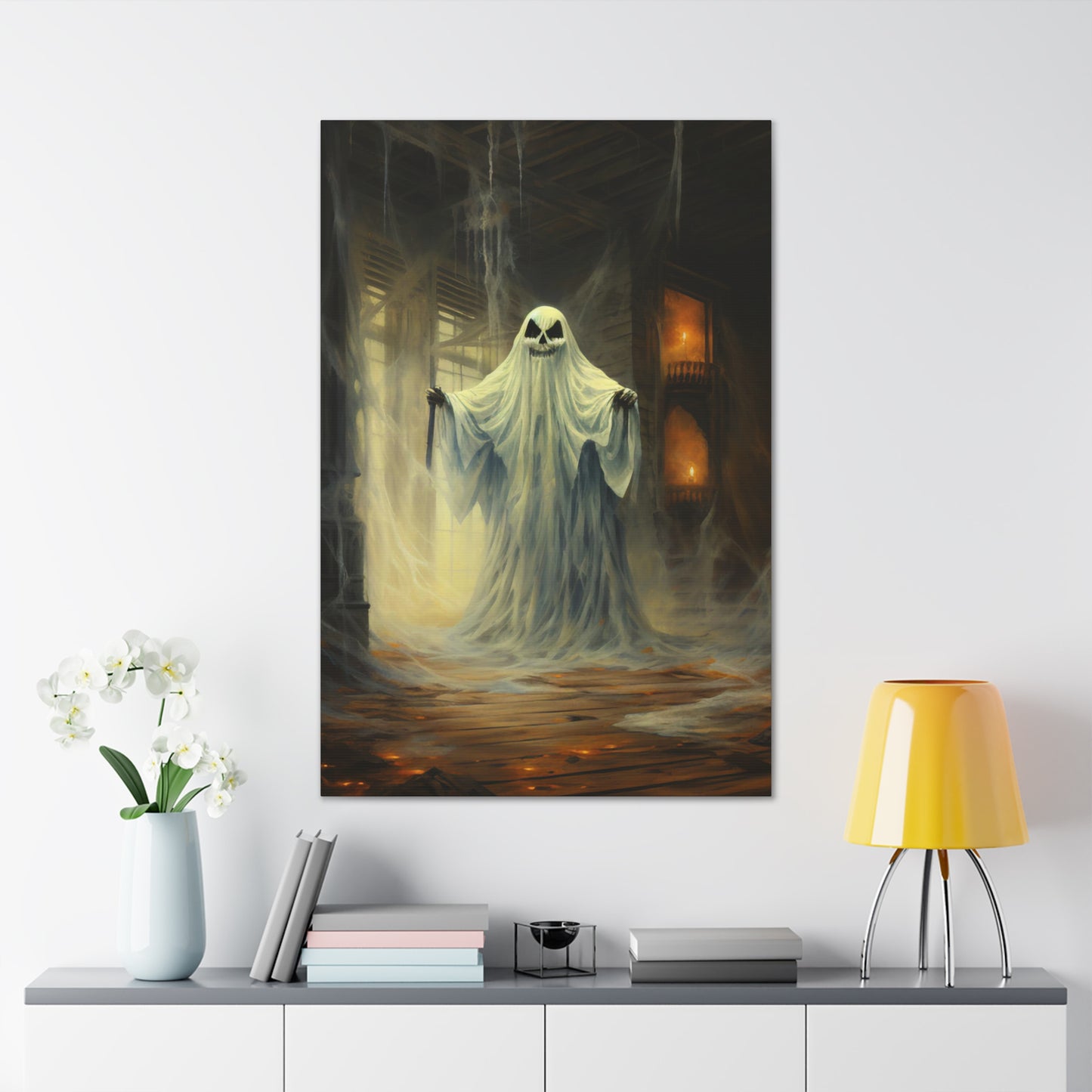 halloween ghost with knife art print
