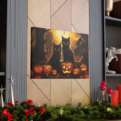 Halloween canvas prints pumpkins black cats