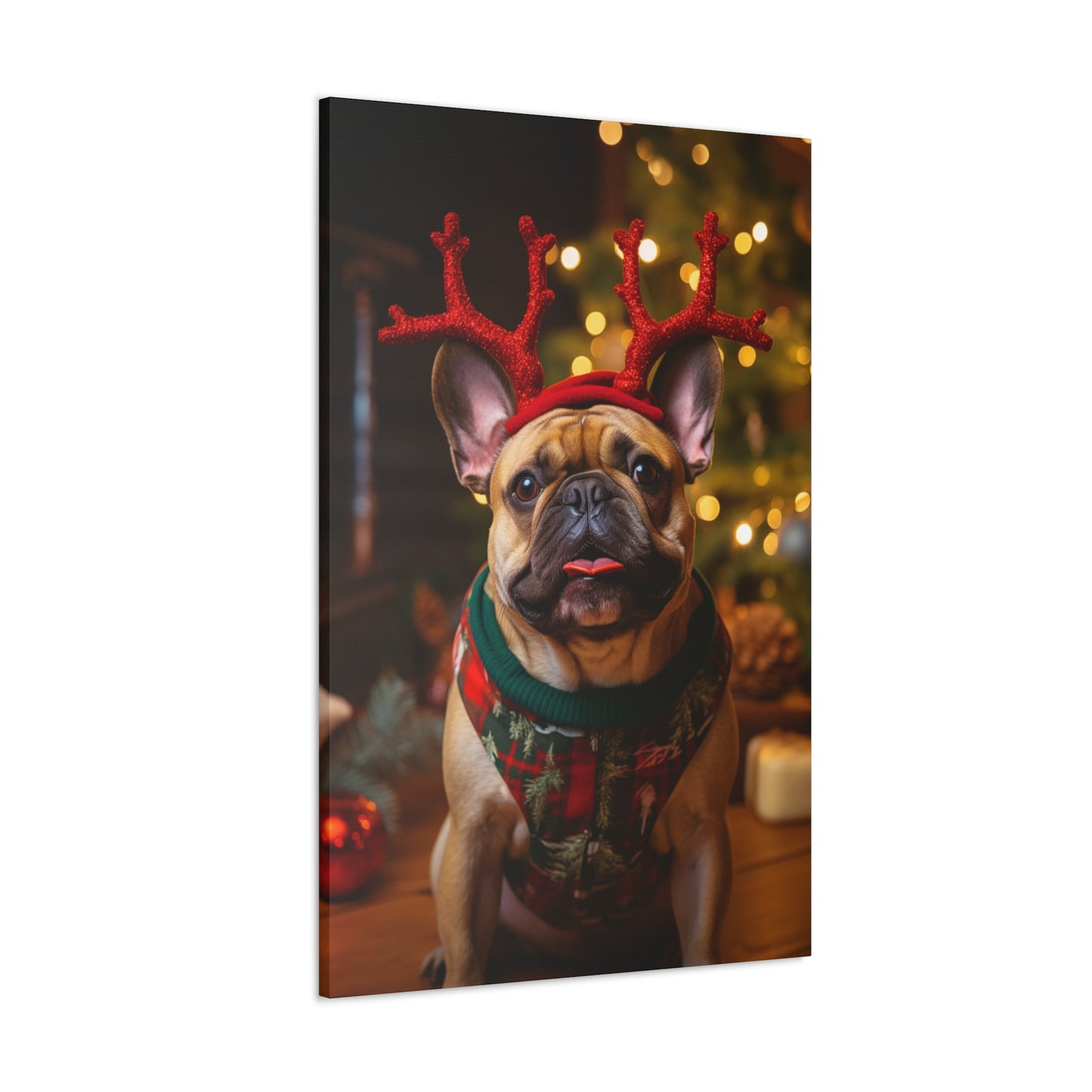 Christmas Bulldog with reindeer antlers decor ideas