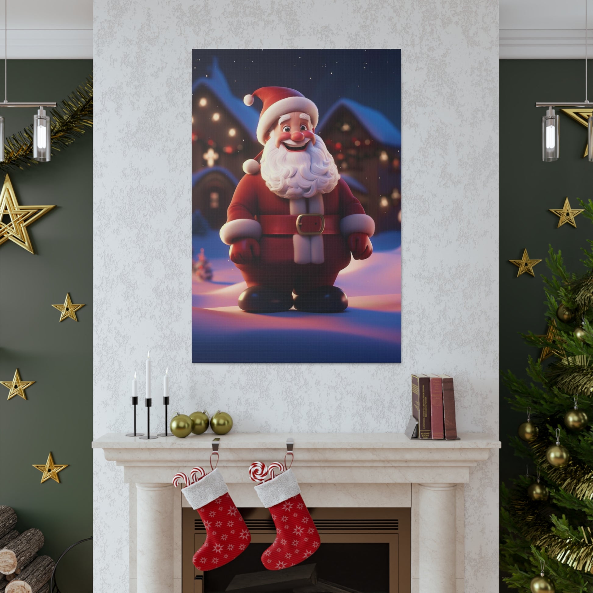 cartoon santa wall decor art