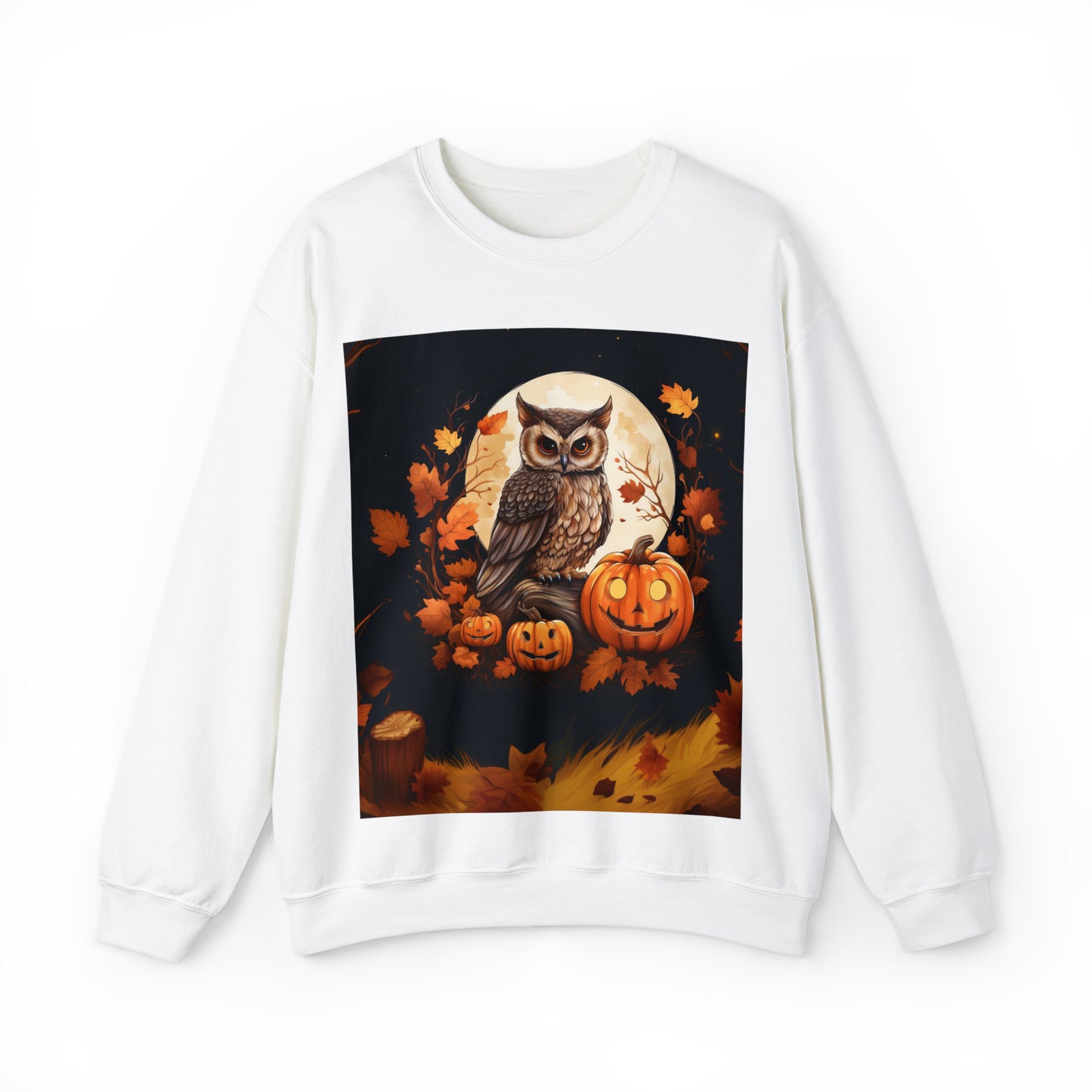 Owl and Pumpkin Halloween Sweatshirt Men's Women's Black Grey White Small Medium Large XL XXL XXL Halloween Sweatshirts